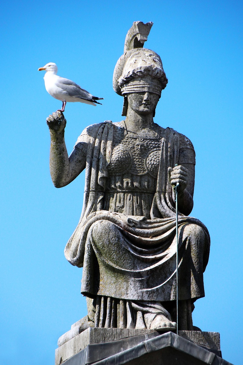 justitia, dish, blind, gull, statue, goddess, justice, jurisdiction, legal studies, law, legal theory, jurisprudence, court of justice